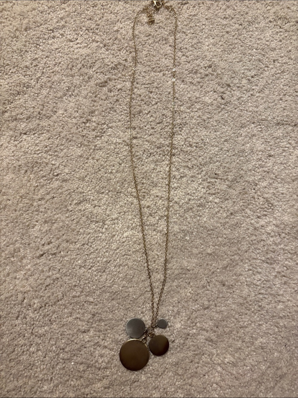 Gold-Tone Circle Pendant Necklace - Layered Disc Charm
